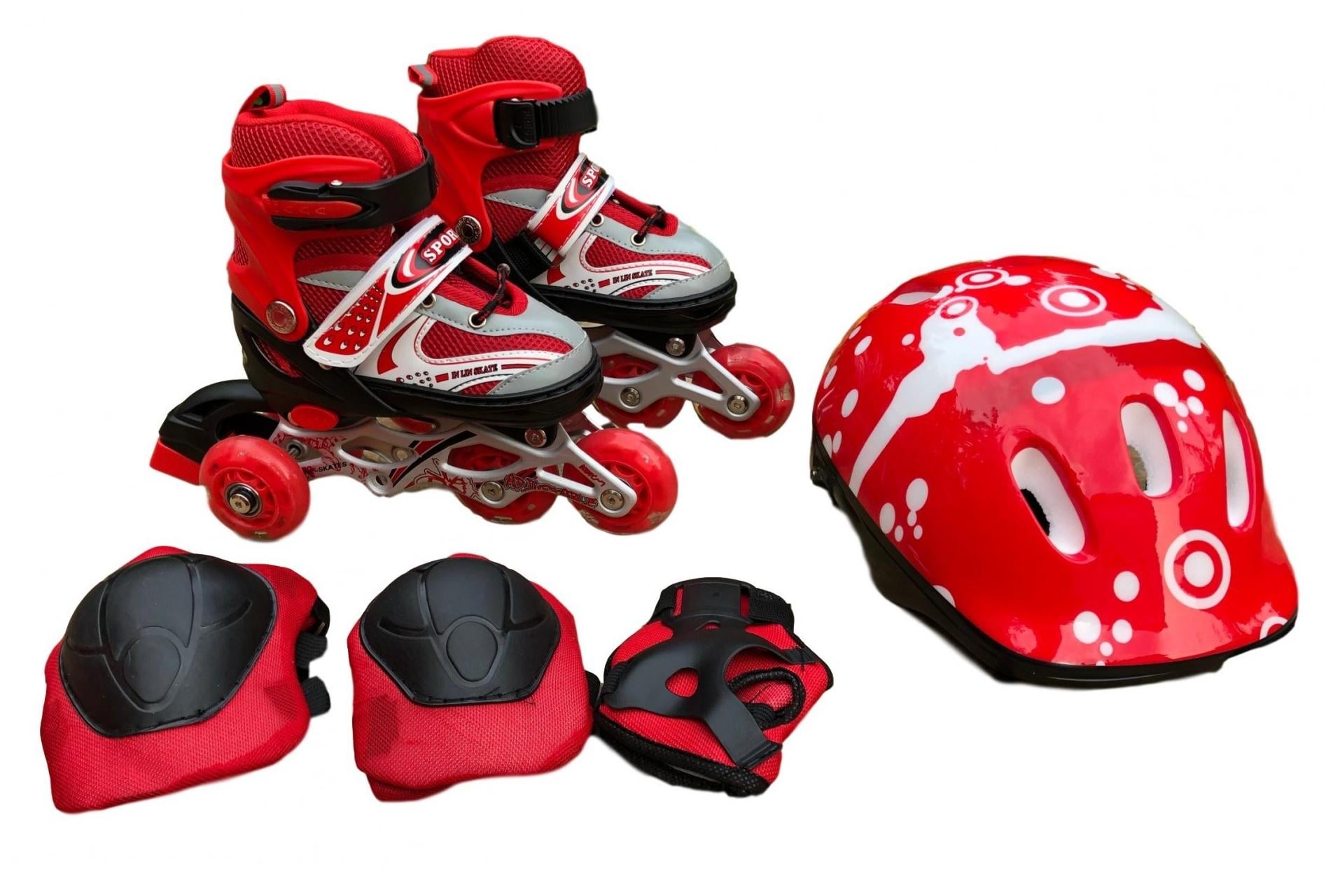 Роликовые коньки с защитой In Lin Skate р. S 29-33 Красный (129BTD-1)