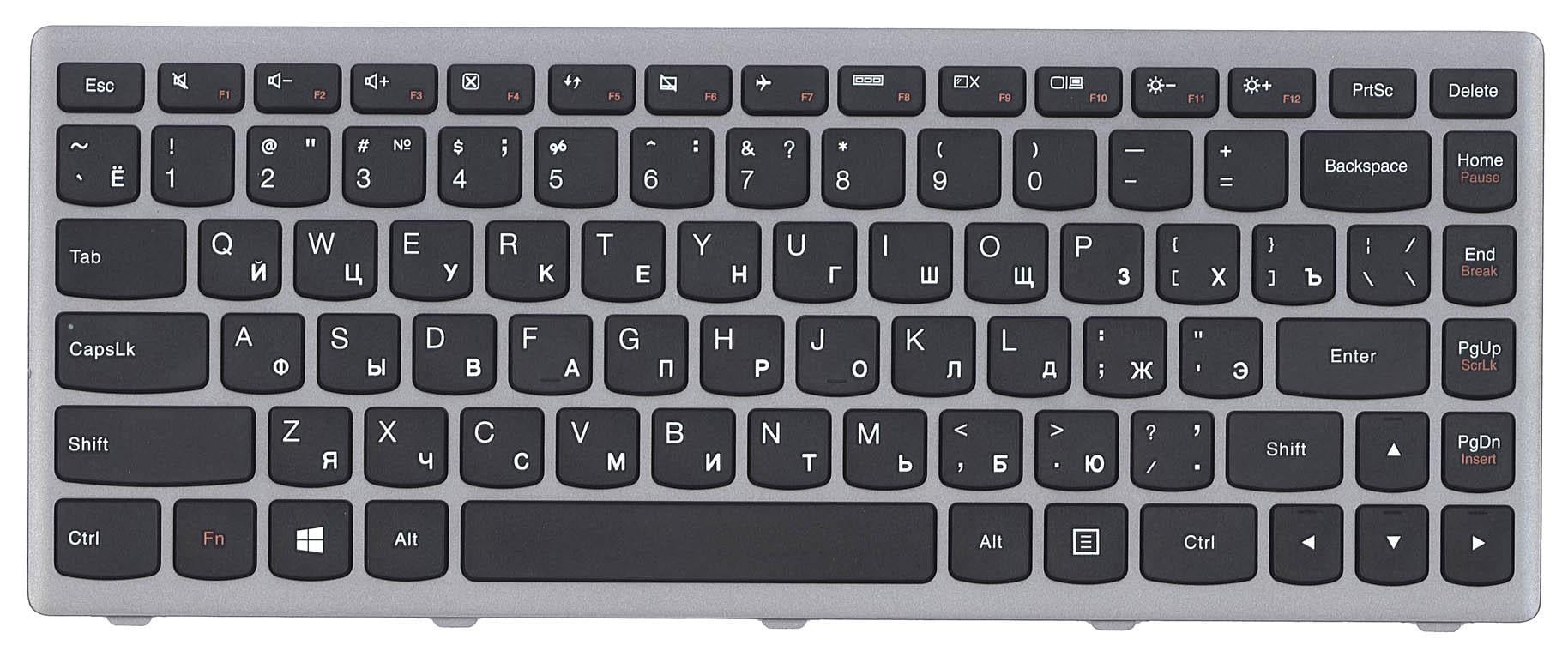 Клавиатура для ноутбука Lenovo IdeaPad FLex 14 Gray Frame Black