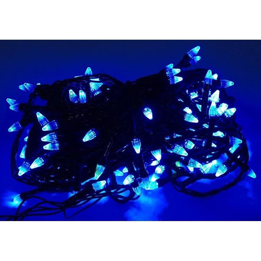 Гирлянда цепь светодиодная 5 м 100 LED конусные лампочки Синий