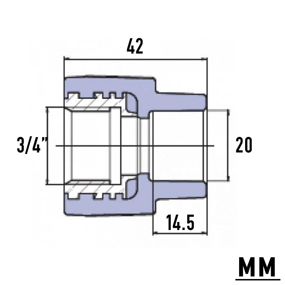 Муфта с металлической внутренней резьбой Wavin PP-R 20 мм 3/4" - фото 2