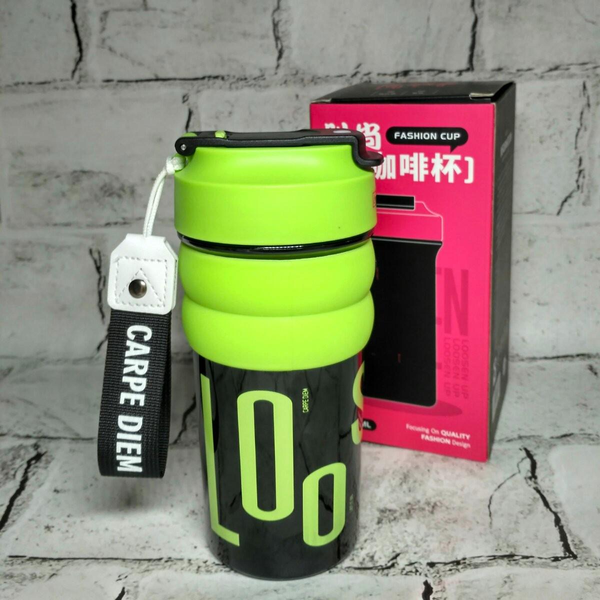 Термостакан с трубочкой термочашка для кофе 18х7х6 см 550 мл Салатовый (DXS-06-S)