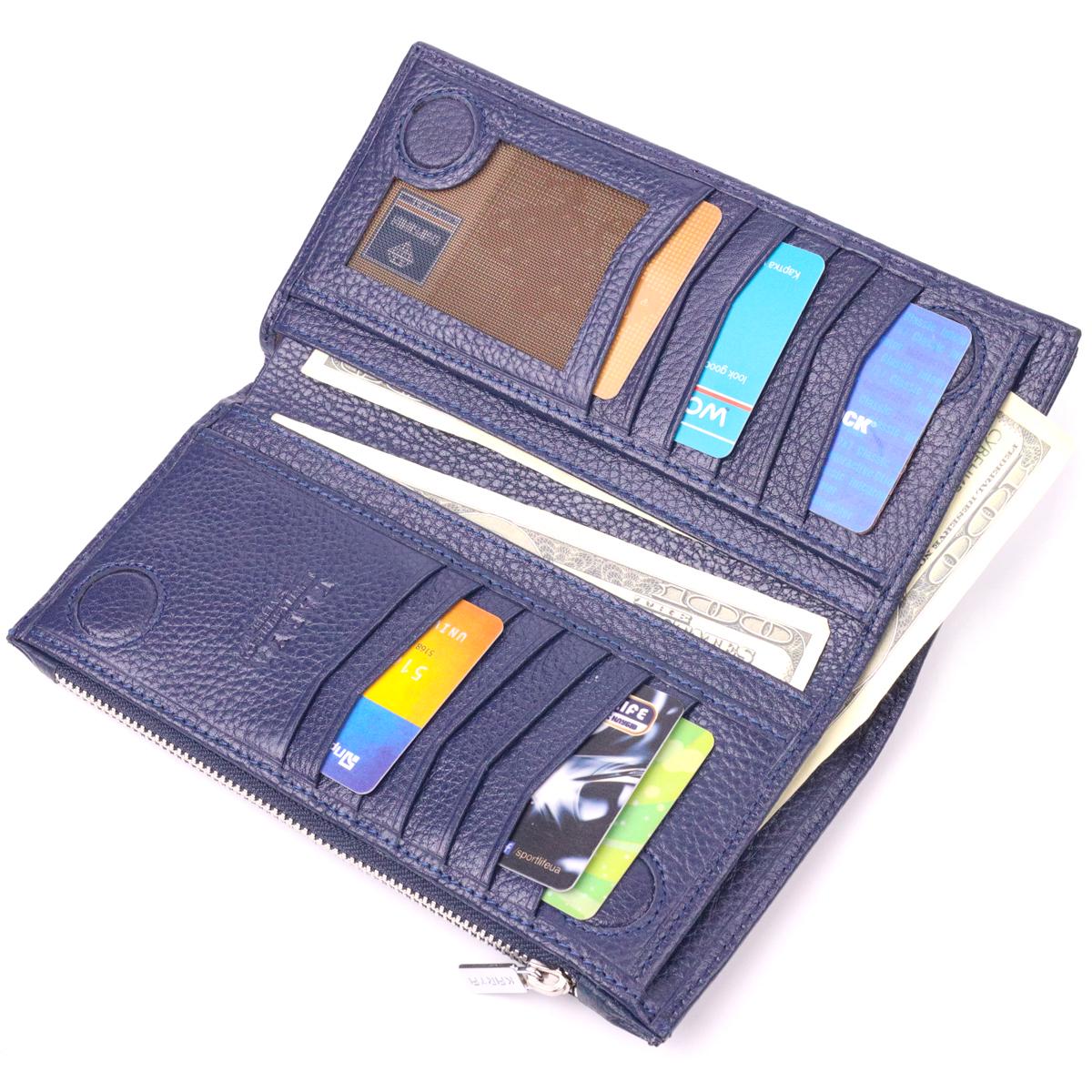 Бумажник вертикальный Karya Men Wallet 21423 из натуральной кожи Синий - фото 6