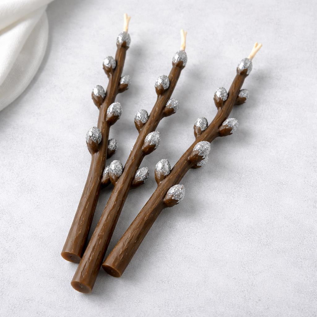 Набор восковых свечей Вербовые ветки 3 шт. (1667)