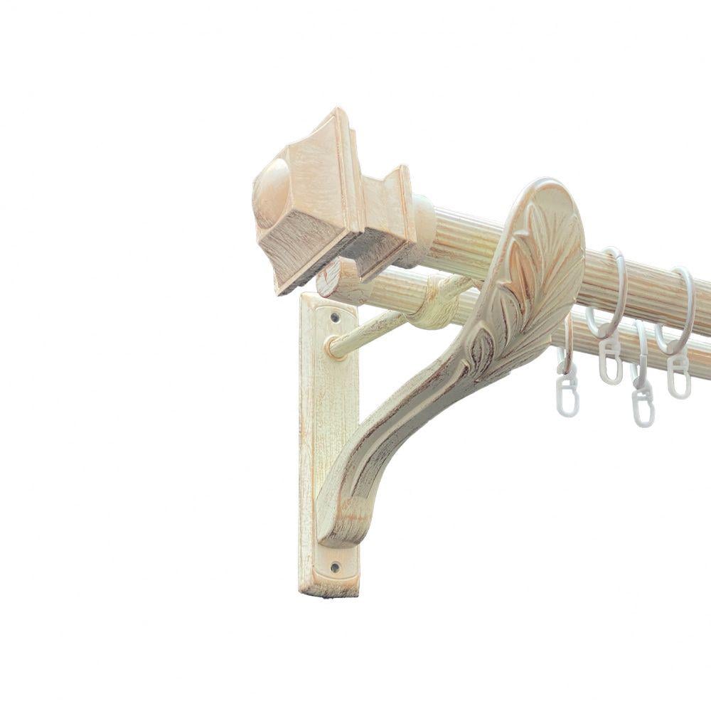 Карниз металевий Orvit Борджеза дворядний ретро рифлена труба/кільце металеве Біле Золото 25/19 мм 200 см (00-00010640)