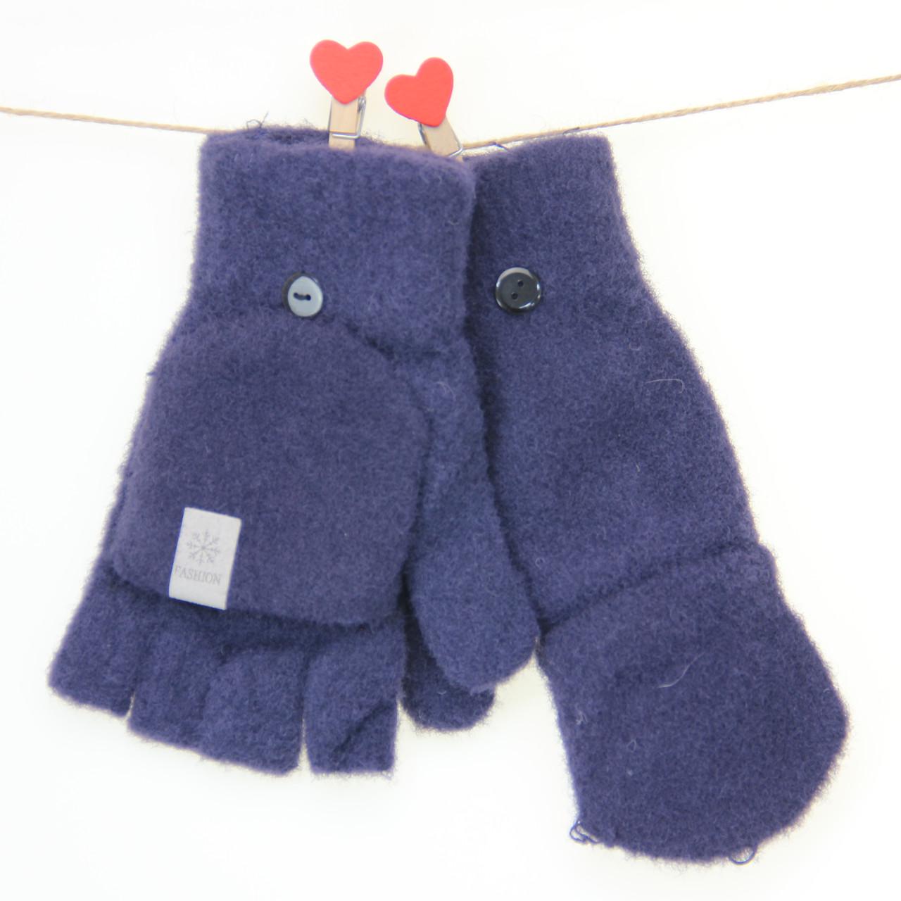 Перчатки женские с накидным верхом шерстяные S Темно-синий (33838) Перчатки женские с накидным верхом шерстяные S Темно-синий (33838)