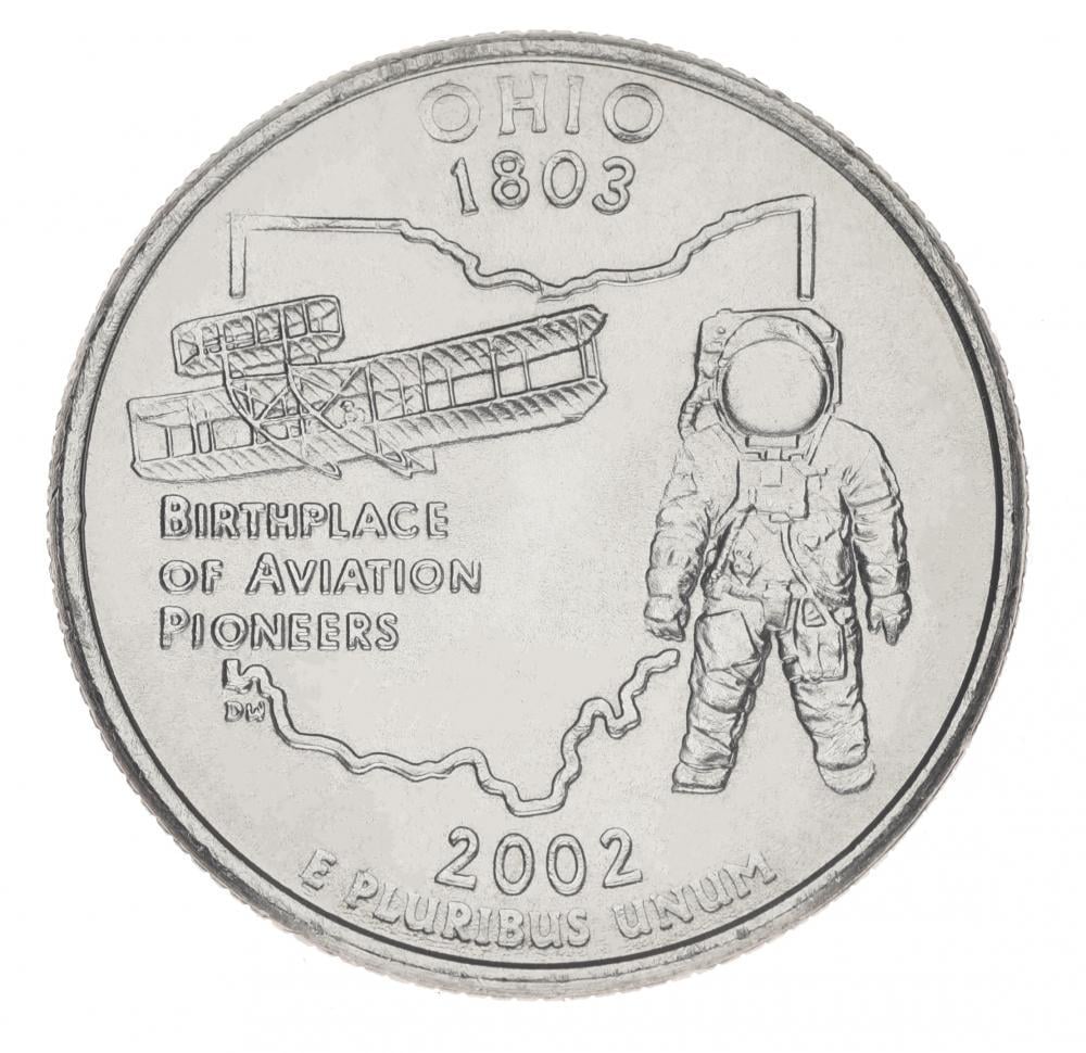 Коллекционная монета США 25 центов 2002 D Штаты и территории - Огайо UNC (KM#332)