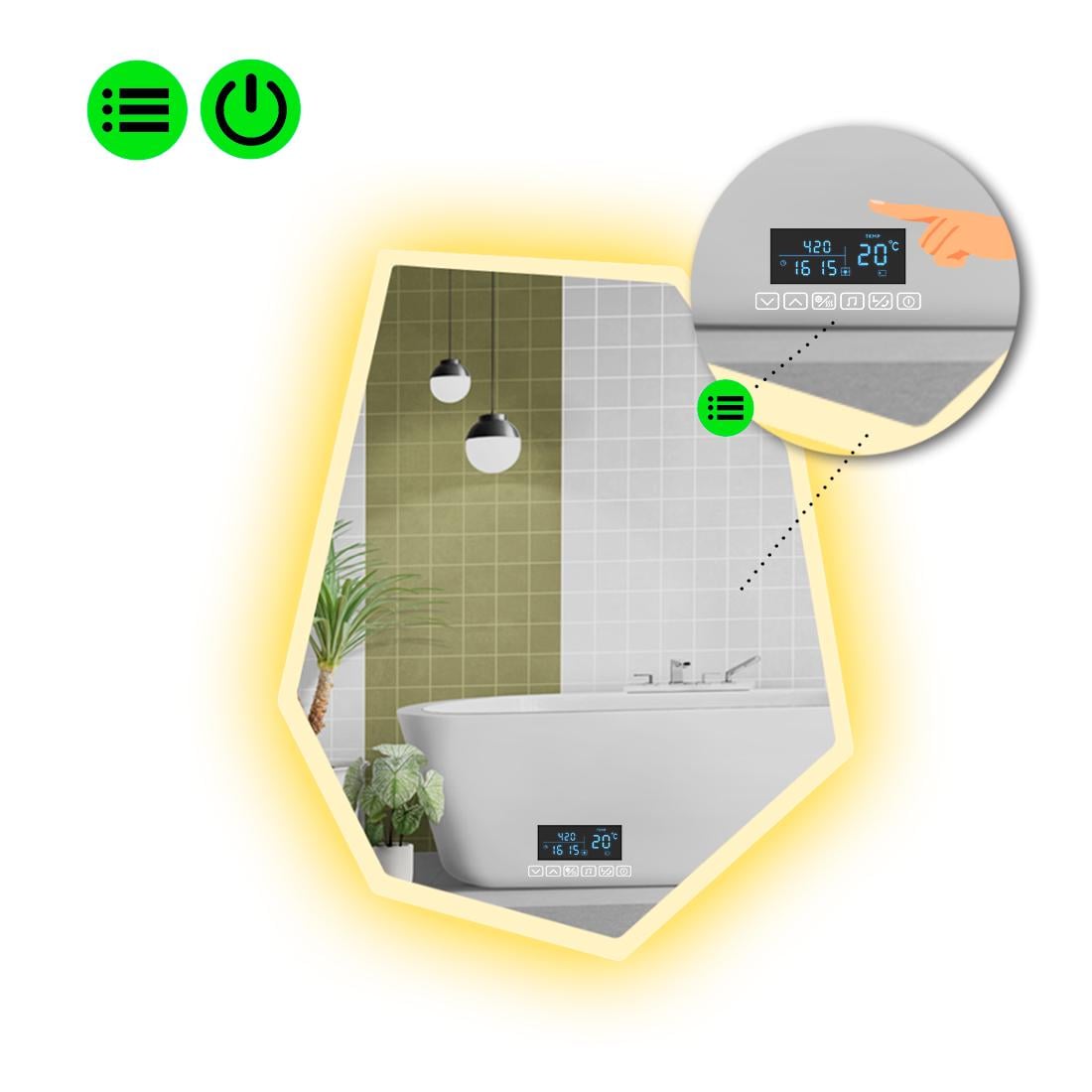 Зеркало с LED подсветкой Montagna 3 с Smart-блоком 100x75 см (8995399)