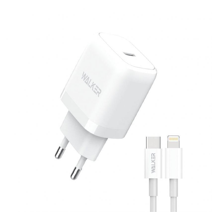 Адаптер Walker WH-63 PD_20 W/Data Cable Type-C to Lightning White