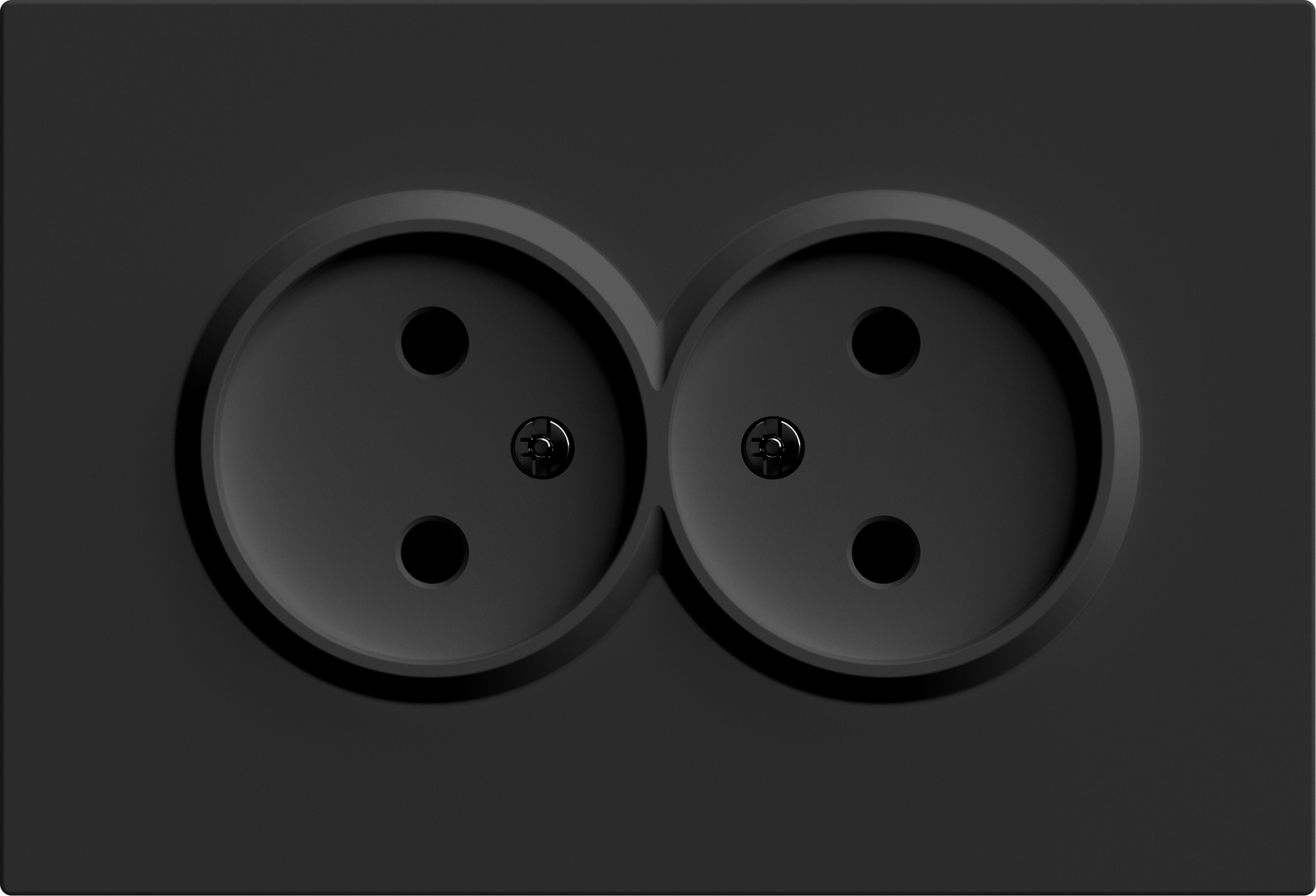 Розетка двойная ARDERO Soft без заземления 16А Черный (ER112-B)