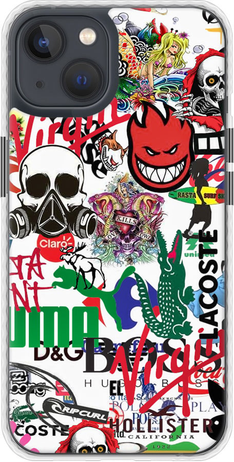 Чехол на iPhone 13 Many different logos (4022pc-2374-42517)