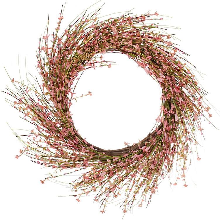 Венок декоративный Пасхальный из искусственных материалов 53 см Розовый