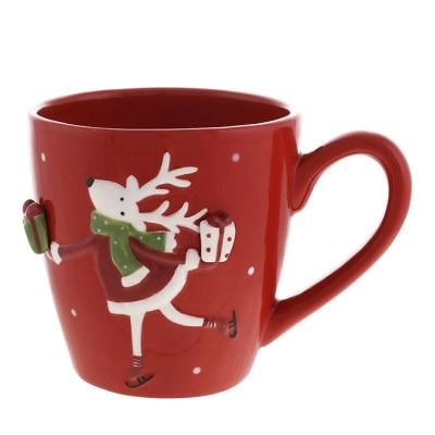 Чашка керамическая Олень с подарком 470 мл Красный (33827) - фото 1 Чашка керамическая Олень с подарком 470 мл Красный (33827) - фото 1