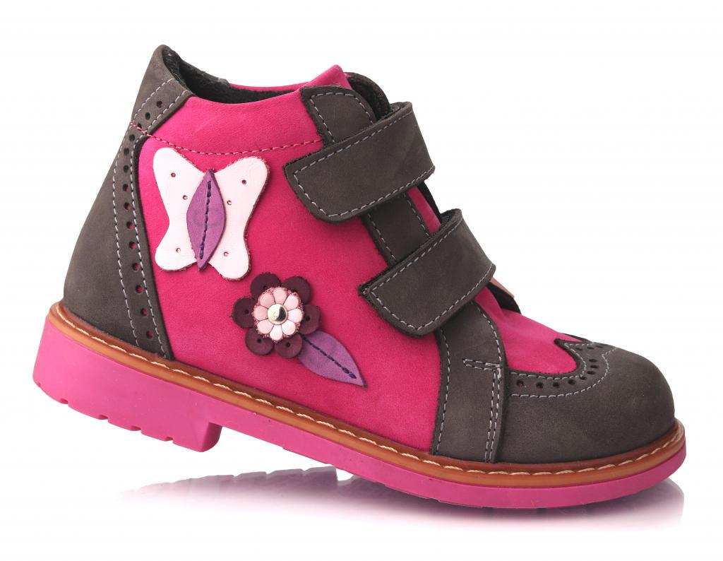 Ботинки осенние Topitop для девочек 2414 нубук р. 18 Серо-малиновый