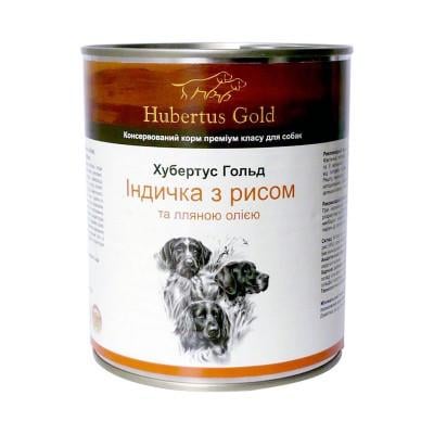 Корм консервированный для собак Hubertus Gold Индейка с рисом и льняным маслом 800г (4250231534744)