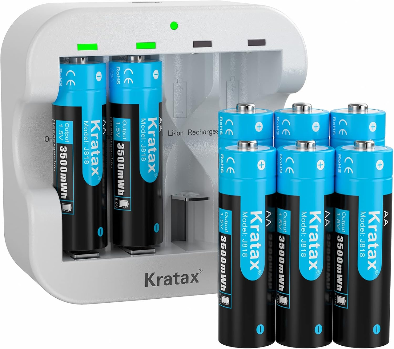 Аккумуляторные батарейки Kratax AA 8 шт. 3500 mWh 1,5V Li-ion (3016663945)
