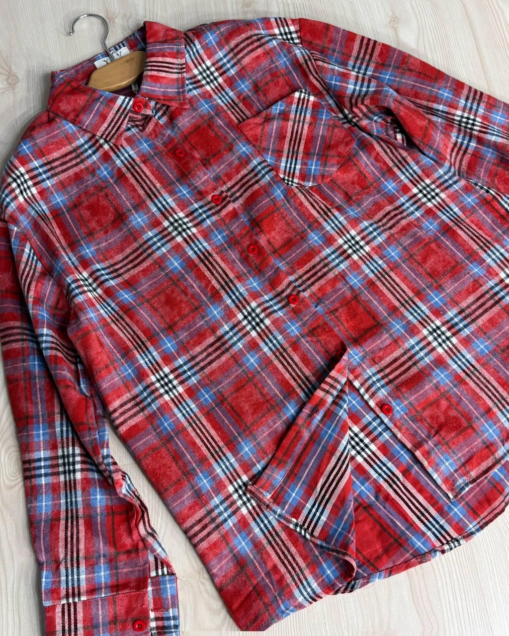 Сорочка жіноча YZY 7765 в клітинку оверсайз широка варена OS Червоний (4917) - фото 6 Сорочка жіноча YZY 7765 в клітинку оверсайз широка варена OS Червоний (4917) - фото 6