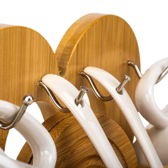 Набір кружок Elisey Серце із кераміки з бамбуковими підставками 230 мл Білий (135-81-9184-009) - фото 2 Набір кружок Elisey Серце із кераміки з бамбуковими підставками 230 мл Білий (135-81-9184-009) - фото 2