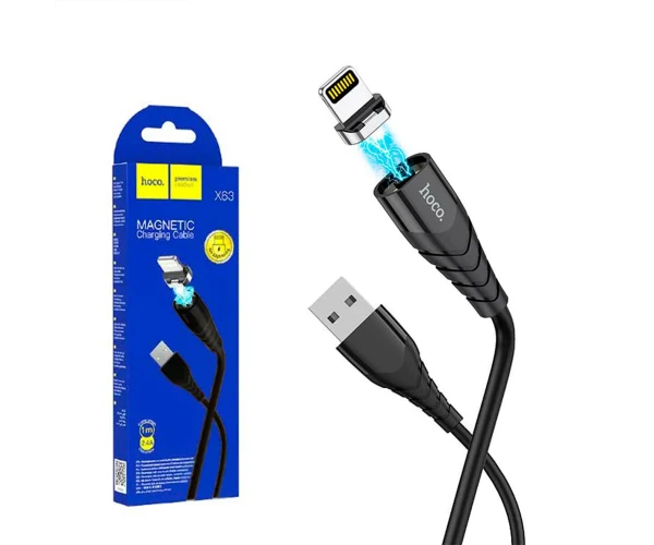 Кабель дата Hoco X63 Magnetic Charging Cable Lightning 2,4 A 1 м Чорний - фото 2