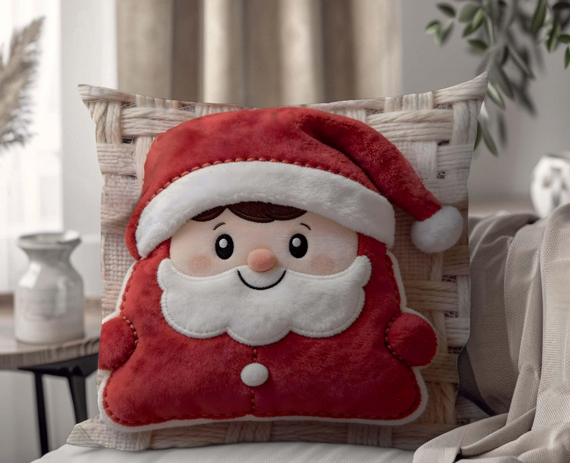 Декоративна наволочка з габардину з плюшевим Санта-Клаусом 45х45 см (1331345NG0
