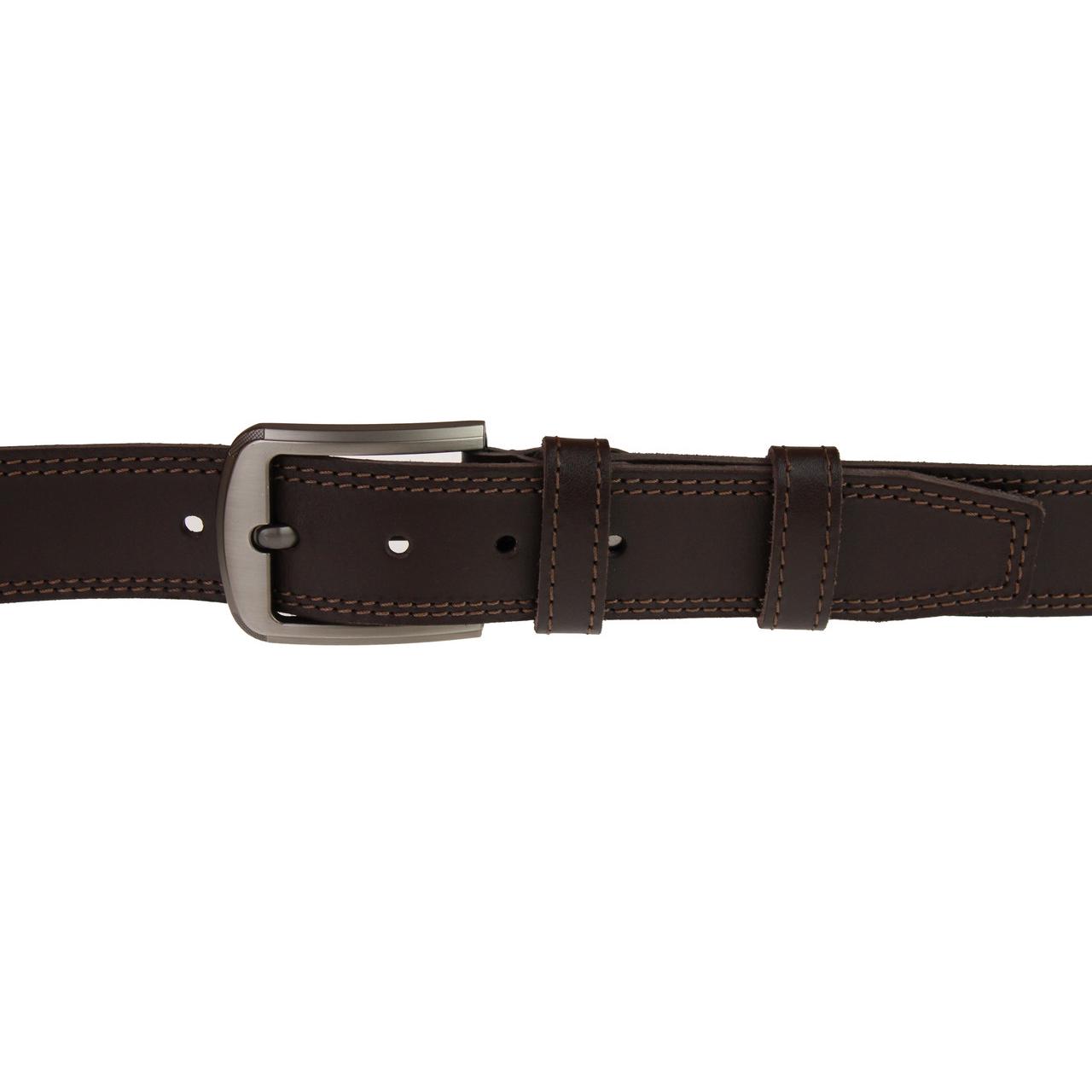 Ремень кожаный с двойной прошивкой по периметру 115-150 см Темно-коричневый (82502) - фото 3 Ремень кожаный с двойной прошивкой по периметру 115-150 см Темно-коричневый (82502) - фото 3