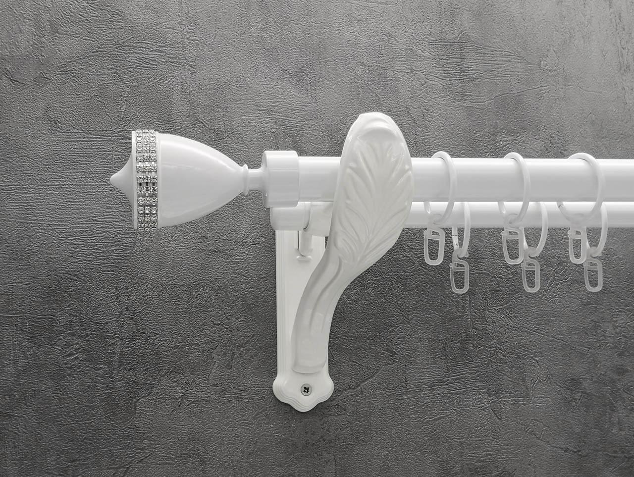 Карниз Quadrum Етерния гладкая штанга двойной ретро 25/19 мм 160 см Белый (46976990)