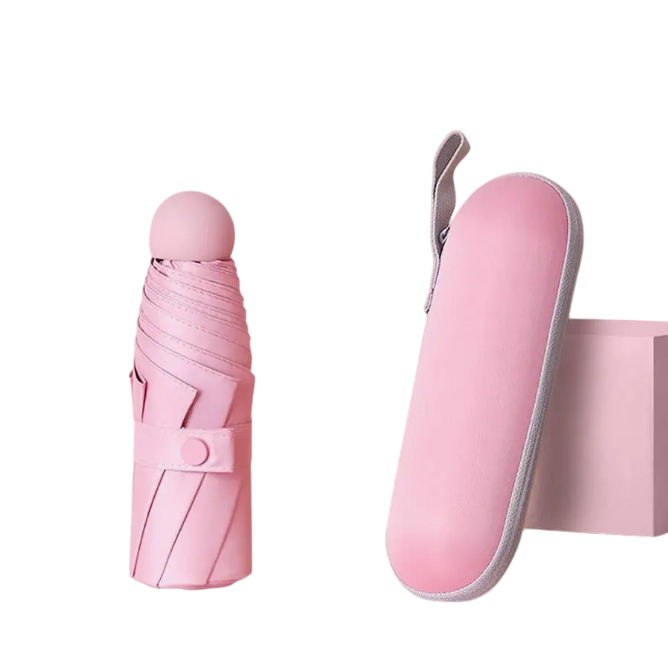 Зонт карманный от дождя/солнца мини в футляре механический 8 спиц Розовый