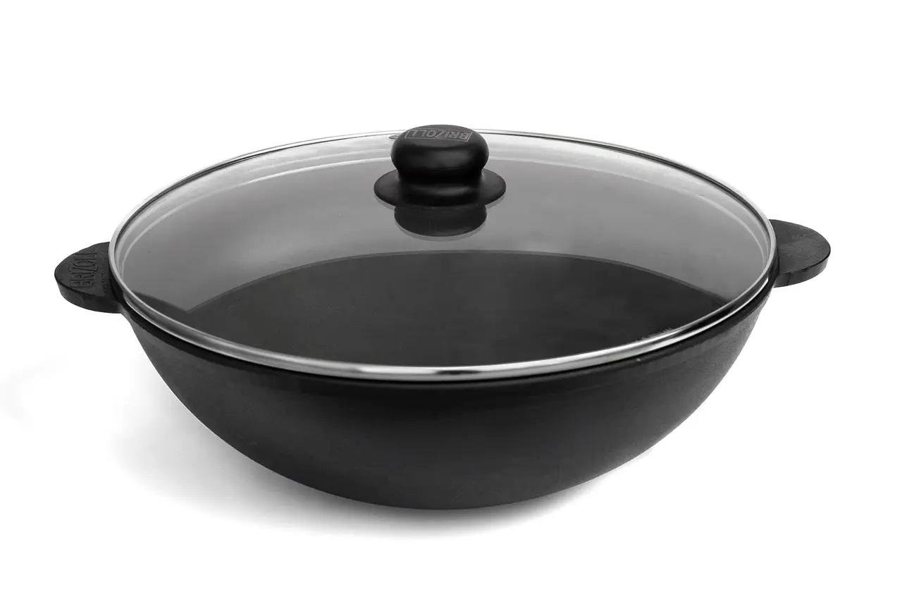Сковорідка WOK Brizoll W28-6 зі скляною кришкою 3,7 л 28 см (232988)