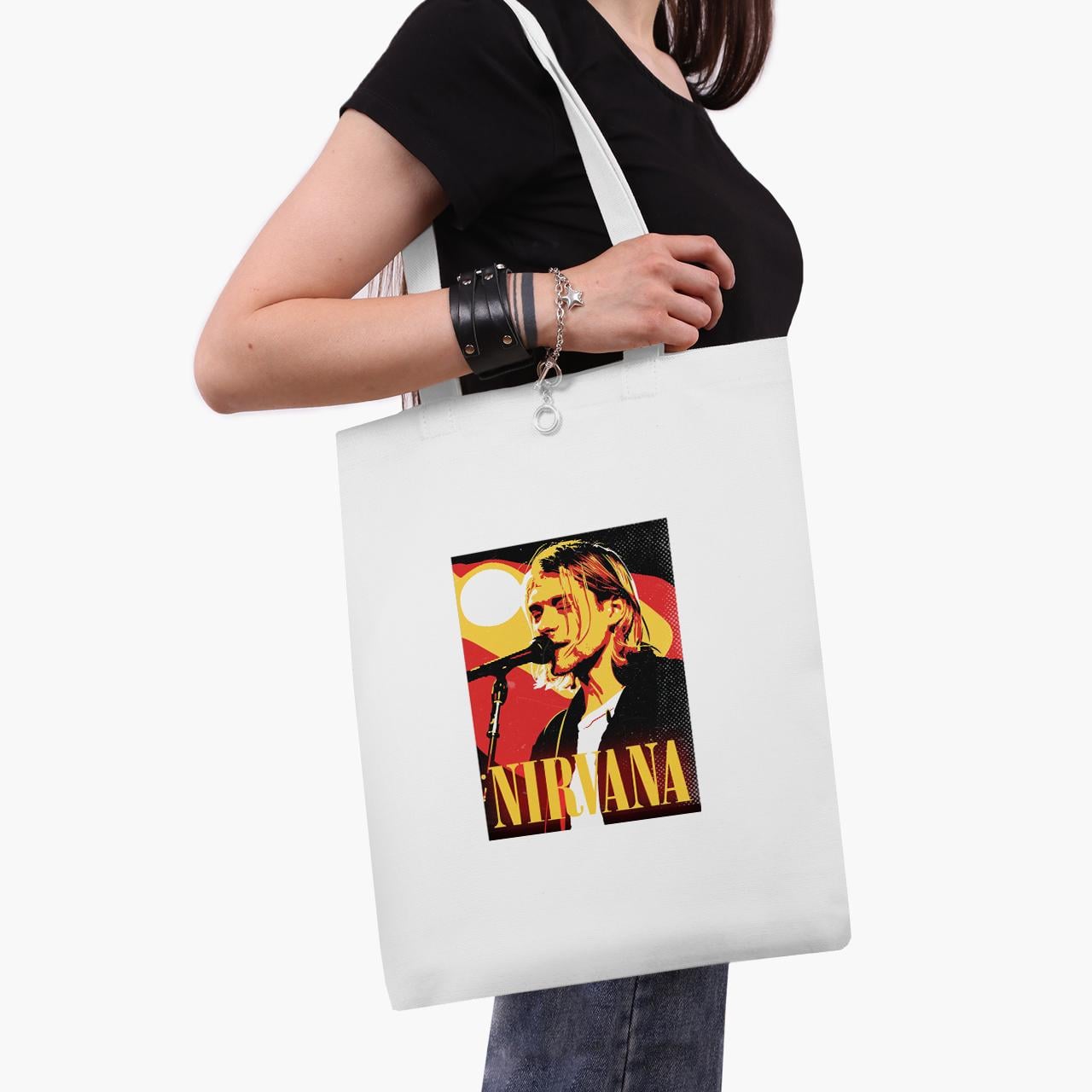 Эко сумка шоппер Kurt Cobain Nirvana 41x35 см Белый (9227-2971-WT1)