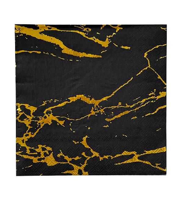 Серветки святкові Мармур 20 шт. 33x33 см Чорний (10712)