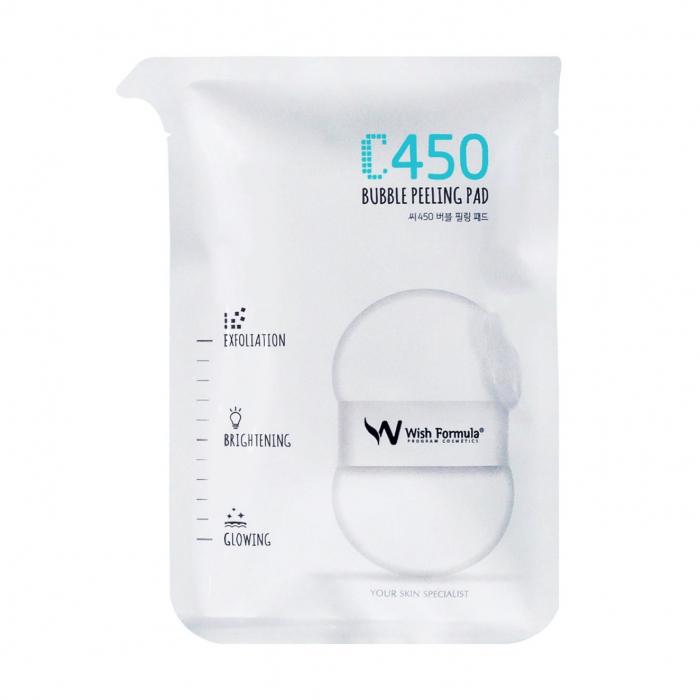 Спонж пилинг Wish Formula C450 Bubble Peeling Pad для тела глубоко очищающий с витамином С (8)