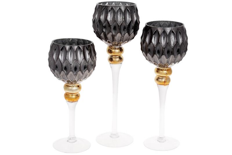 Набор подсвечников BonaDi 527731 3 шт. Графит/Золотой (100442)