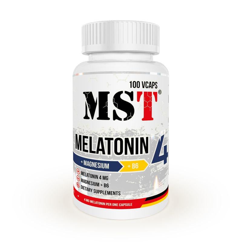 Натуральна добавка MST Melatonin 4 + Magnesium + B6 100 вегакапс. (7717)