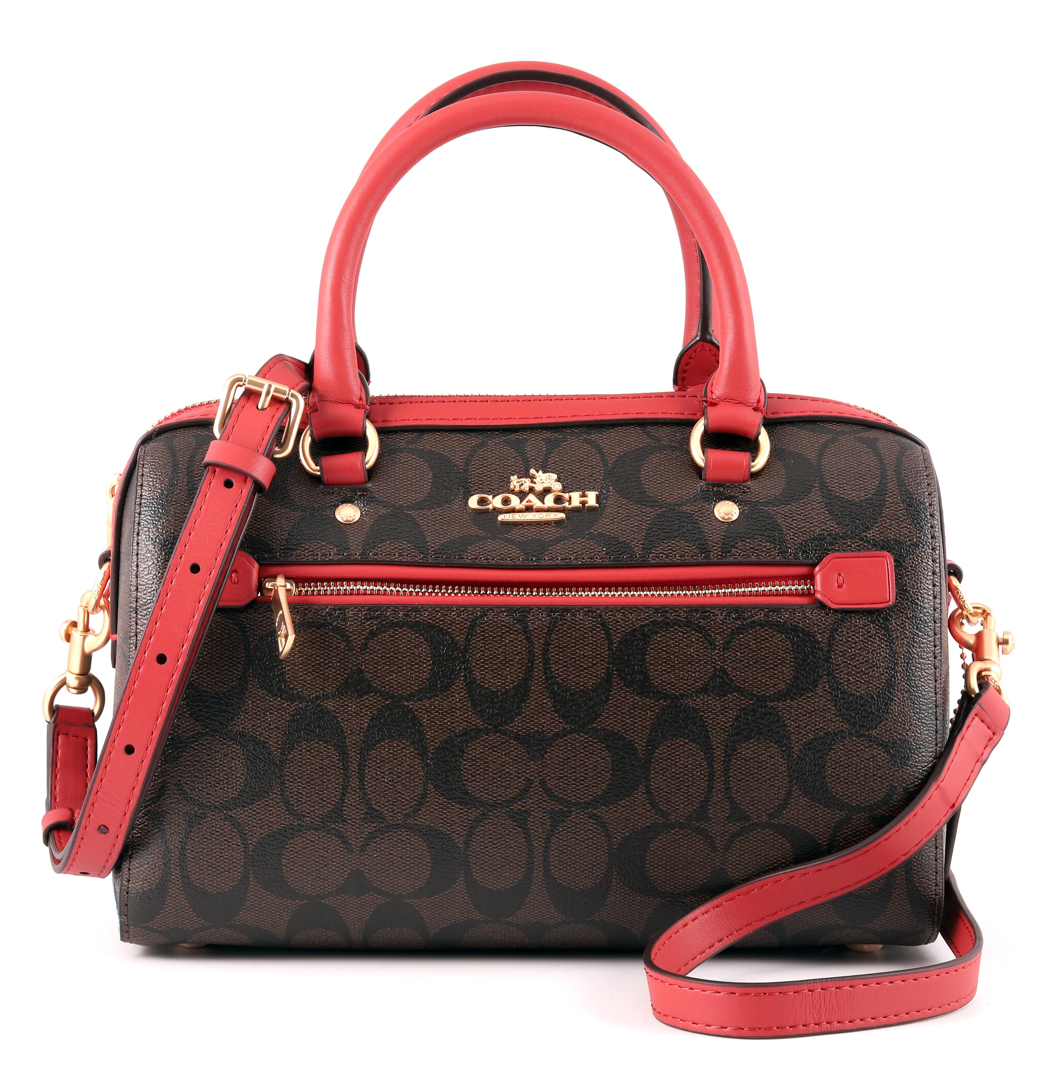 Сумка Coach Rowan Satchel In Signature Canvas Brown/Red Сумка Coach Rowan Satchel In Signature Canvas Brown/Red