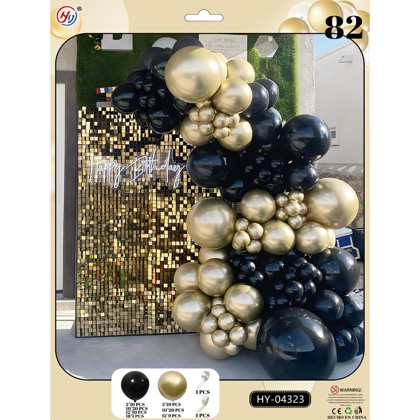 Набор воздушных шаров HY-04327 для арки и фотозоны 82 шт. Черный/Белый/Золотой (32463665)