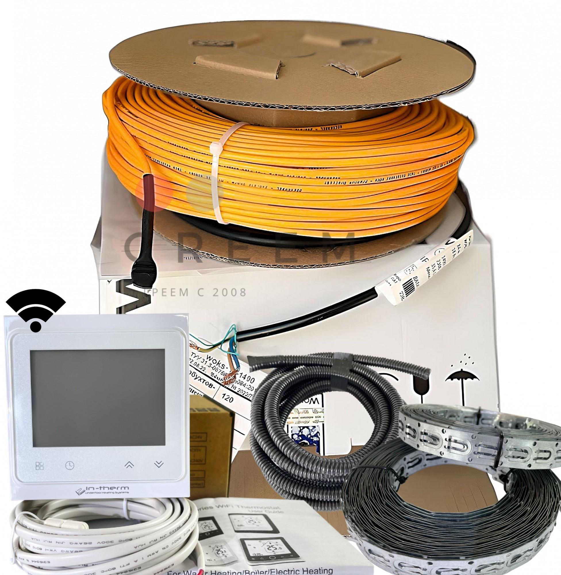 Гріючий кабель WOKS 18 12,9-19,6 м² (2190 Вт)+Wi-Fi сенсорний термостат