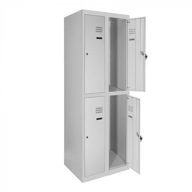 Шкаф для одежды двухуровневый ШОМ 4/80 металлический 180х80х50 Cерый