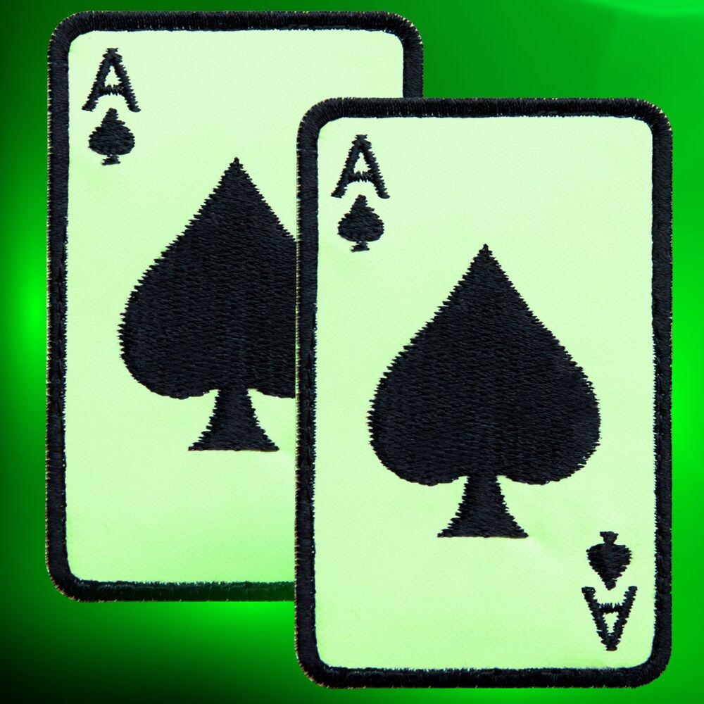 Набор шевронов с липучкой Карта Туз Пик Ace of Spades светится в темноте 5х8 см 2 шт. (26366)