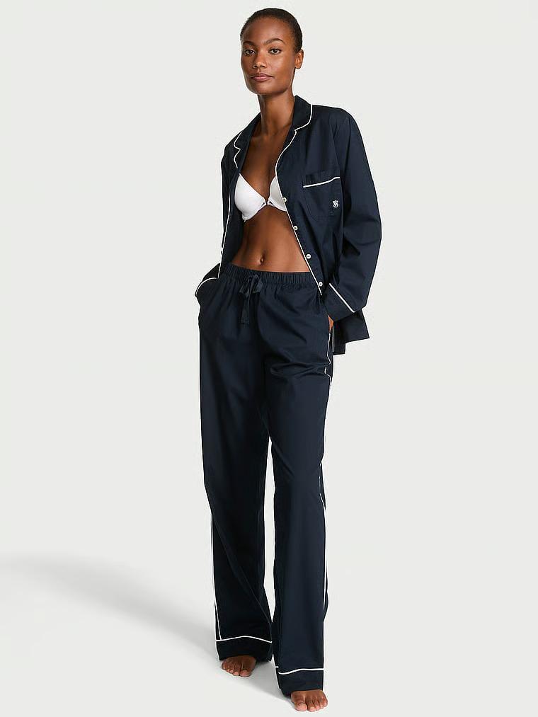 Піжама бавовняна сорочка/штани Victoria's Secret Regular Cotton Pajama Set Regular XS Темно-синій (27111325)