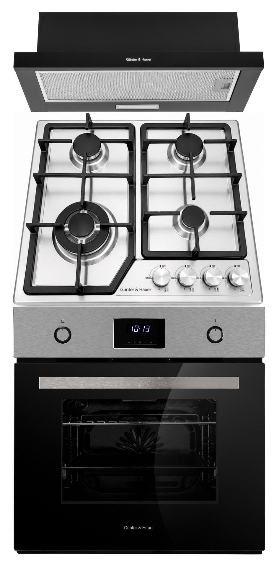 Шкаф духовой Gunter&Hauer EOM 857 BTEL/Варочная поверхность газовая Gunter&Hauer GH 609 IX/Вытяжка AGNA 600 B
