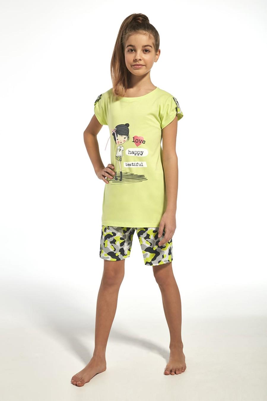 Комплект футболка та шортики Cornette 134-140 см 62 Girl Сіро-зелений (77294)