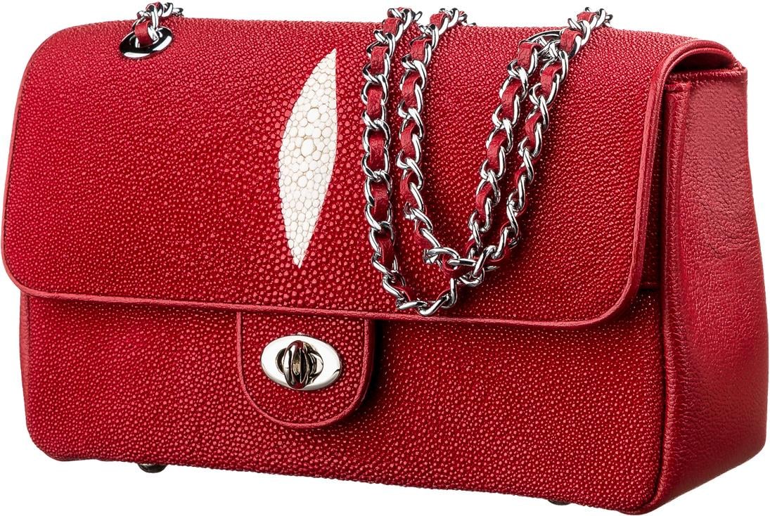 Сумка Stingray leather 18223 из натуральной кожи морского ската Красный