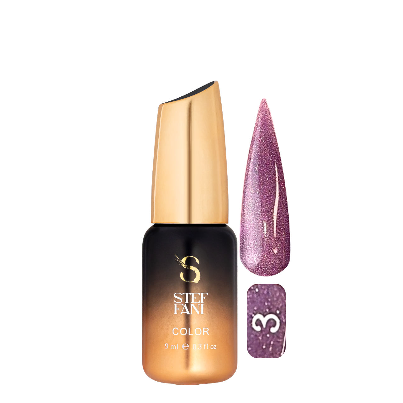 Гель-лак для нігтів із блискітками Steffani Color Gel Polish Starlight 9 мл 03 Пурпурний із шиммером