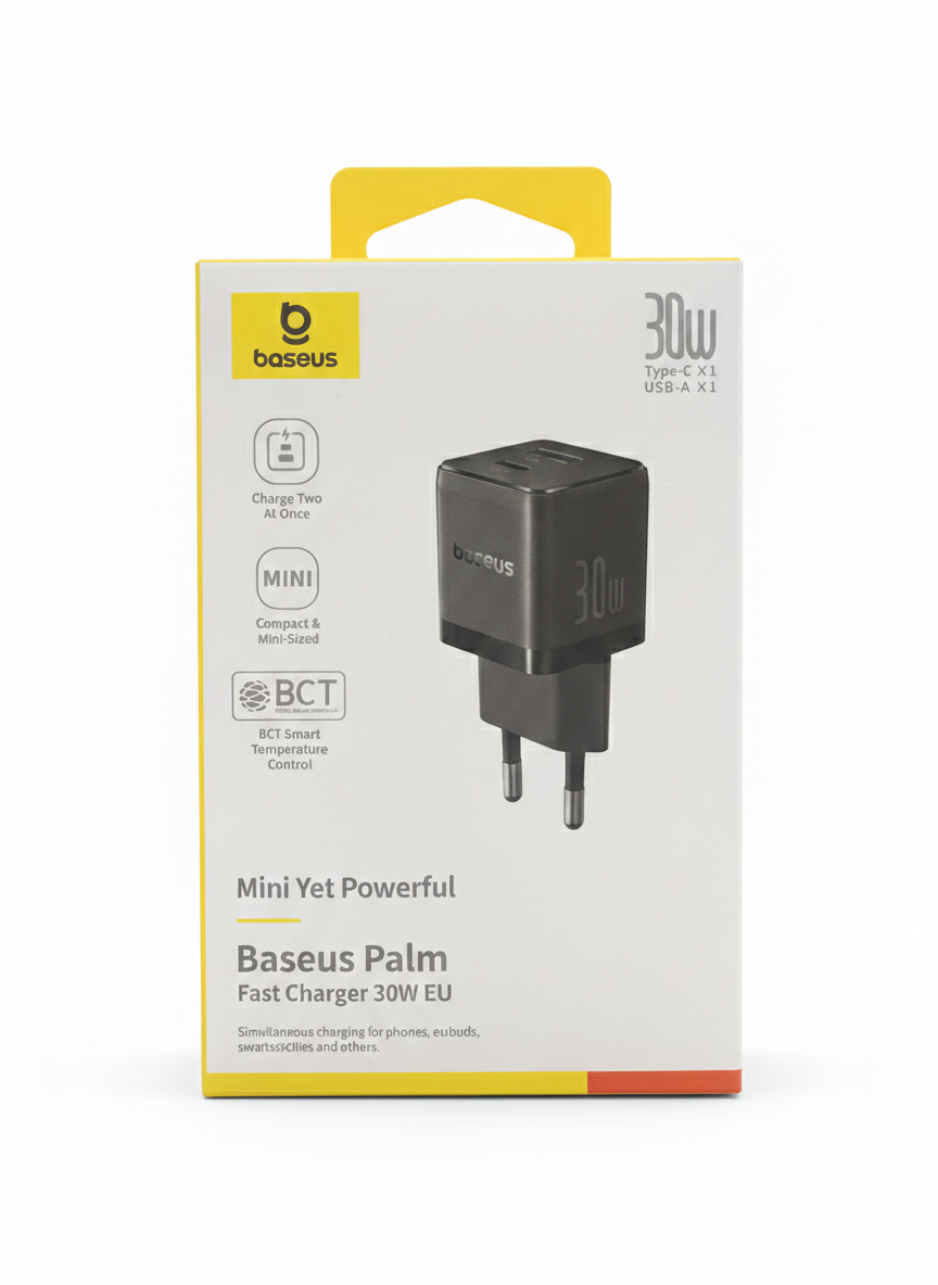 Зарядное устройство для телефонов 30w BASEUS Palm Fast Charger usb + Type-C (black)