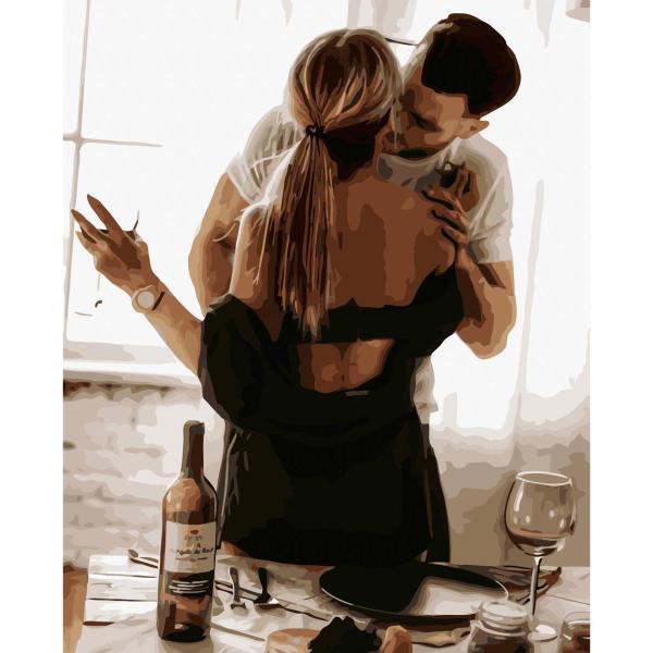 Картина по номерам Strateg Любовь Страстное свидание 40х50 см и уровнем в термопакете (VA-2592-mt)