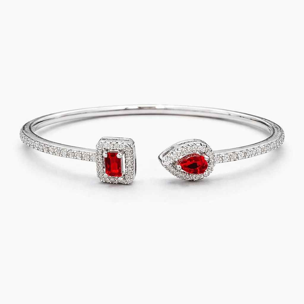 Браслет женский Квадрат/Капля Silver/Red (34011871)