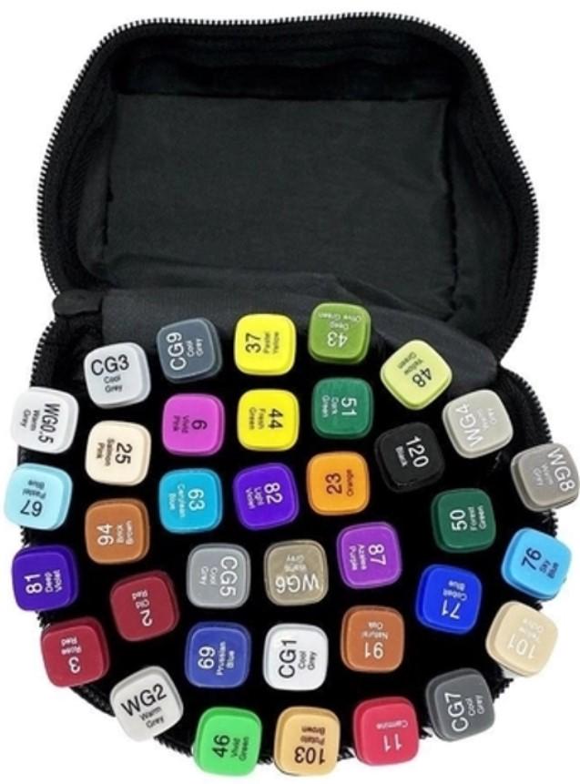 Набор скетч-маркеров двухсторонних YULIN в чехле 36 шт. (MX--00007170) - фото 7