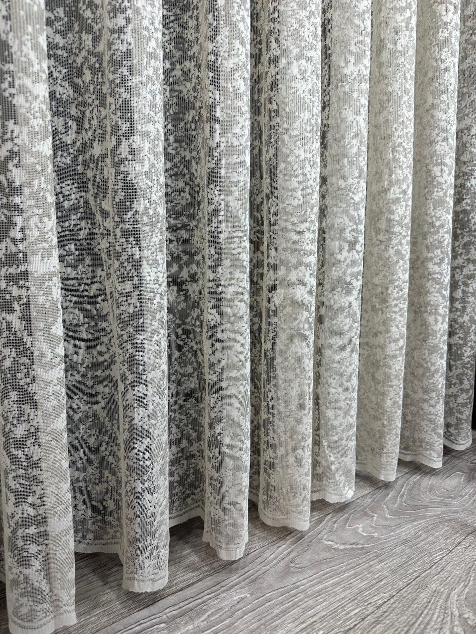Тюль вуаль готовий Мармур на основі жакарду на тасьмі 6 см 500x270 см Капучино (1147-к-Т46) - фото 4
