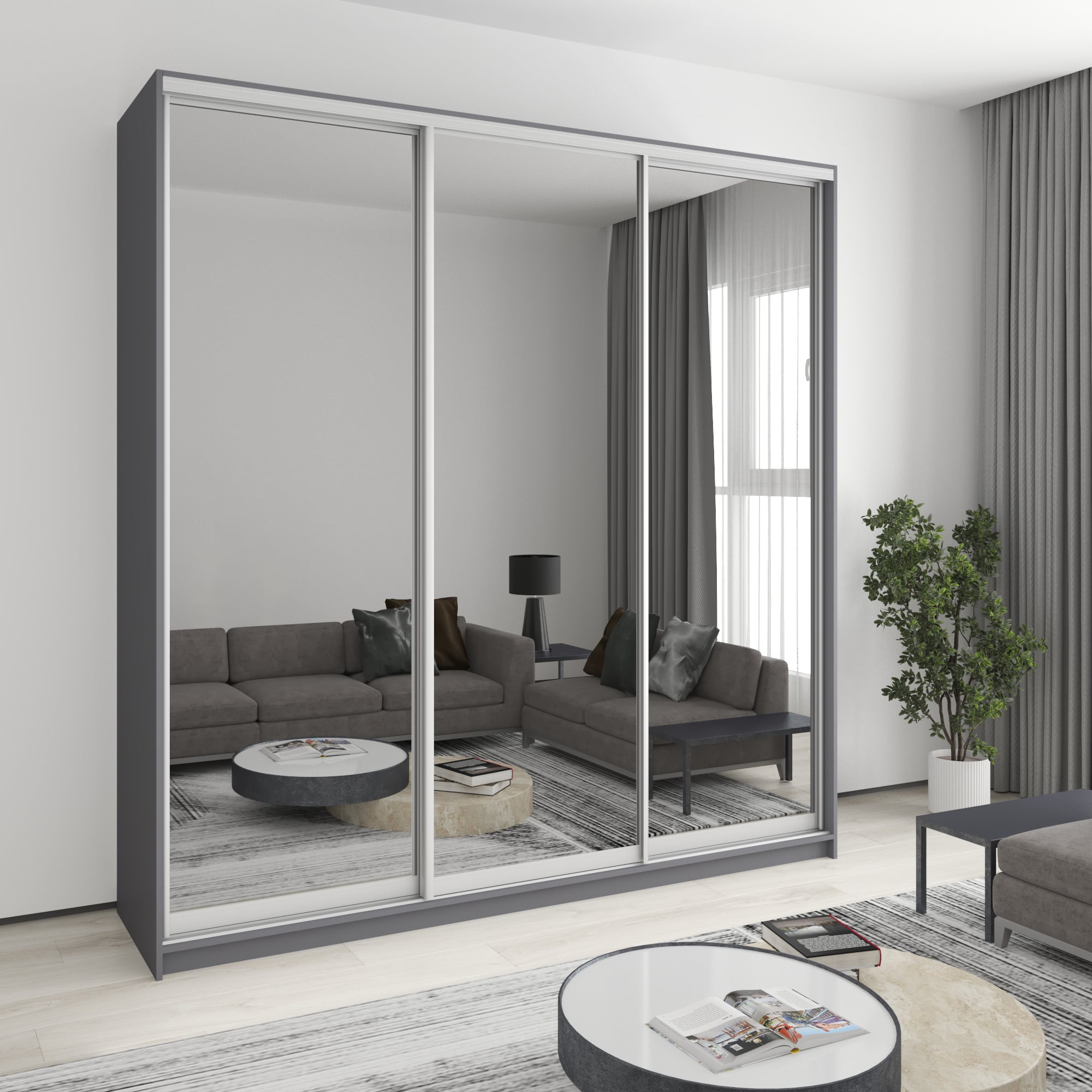 Шкаф-купе трехдверный Mebel Star Стандарт AL MBS-1865 230х60х240 см Антрацит (1002791) Шкаф-купе трехдверный Mebel Star Стандарт AL MBS-1865 230х60х240 см Антрацит (1002791)
