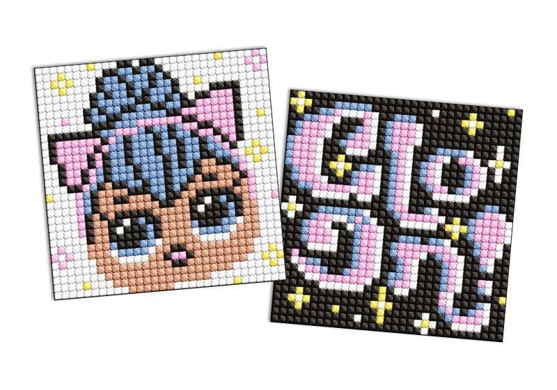 Алмазная мозаика на магните Ideyka LOL и звездная надпись из 2 сюжетов 9х9 см (Id-AMG1115)