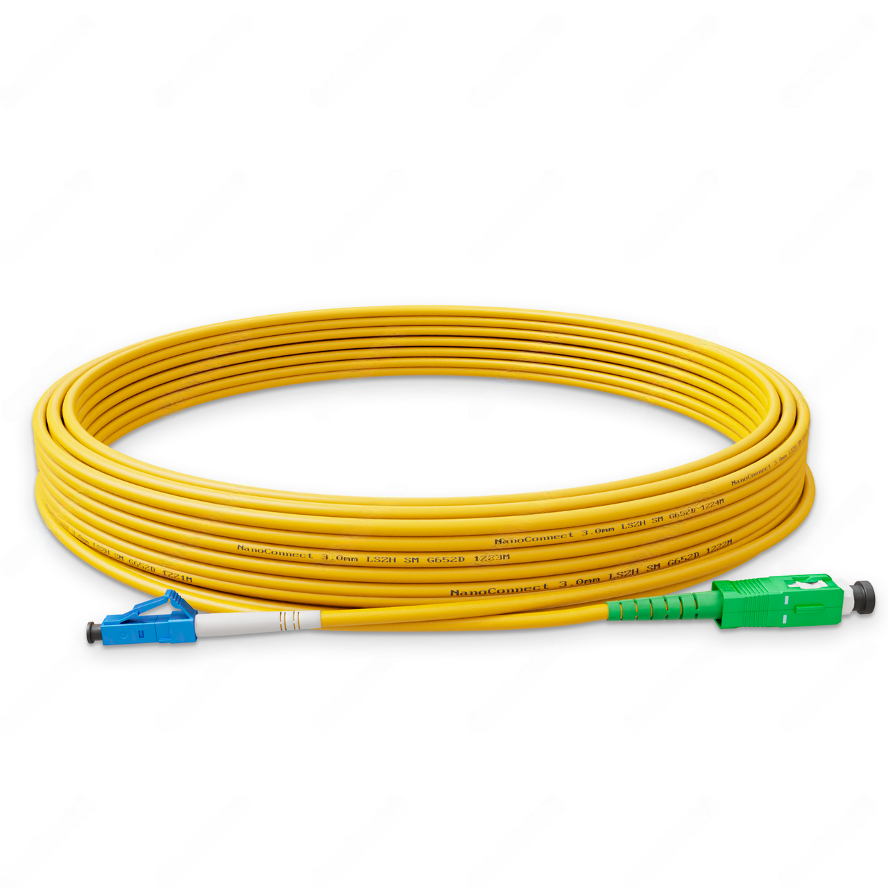 Патч-корд оптический SC/APC-LC/UPC LSZH Singlemode G.652.D SM Simplex 3 мм 15 м Желтый (2563285691)